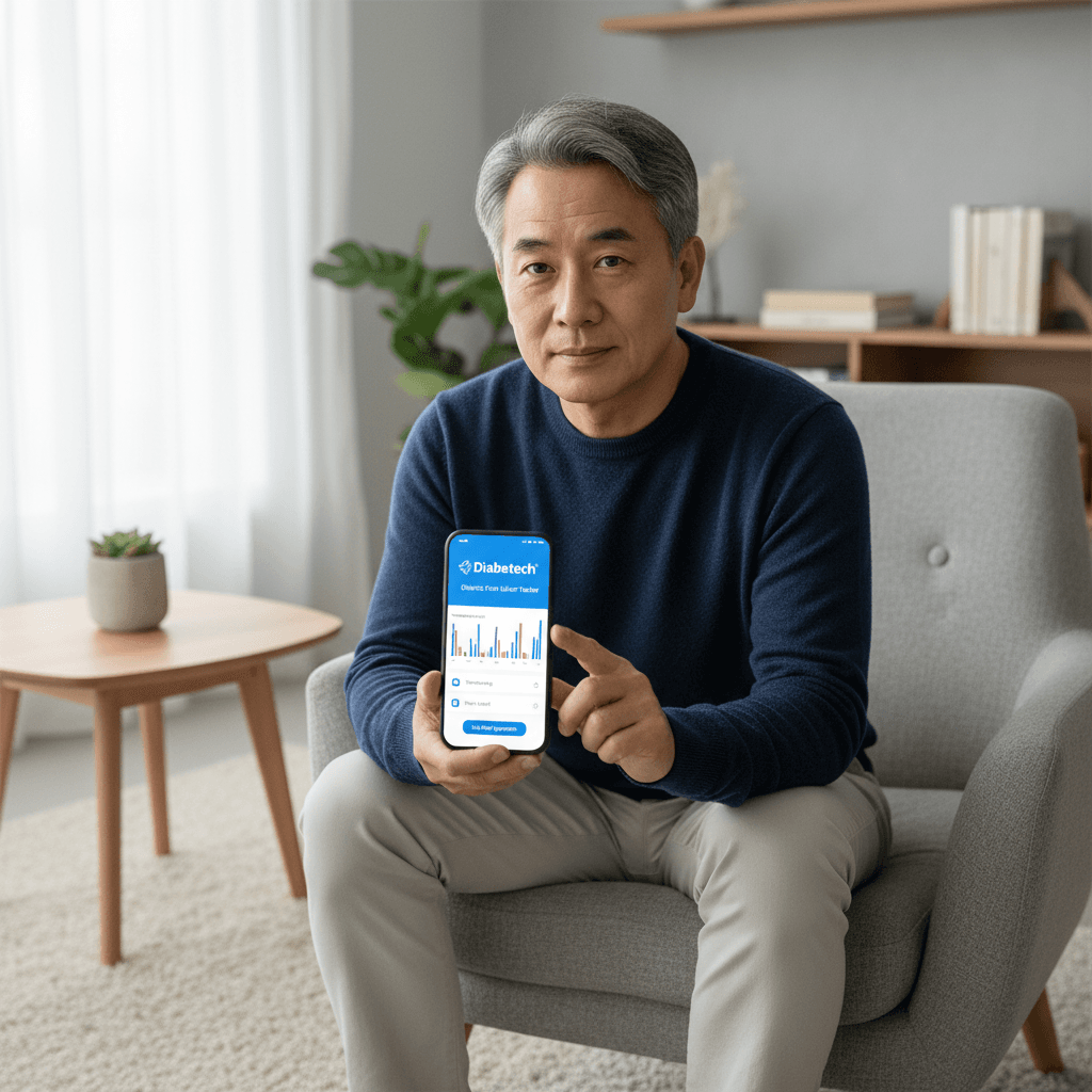 Patient tracking symptoms on Diabetech app