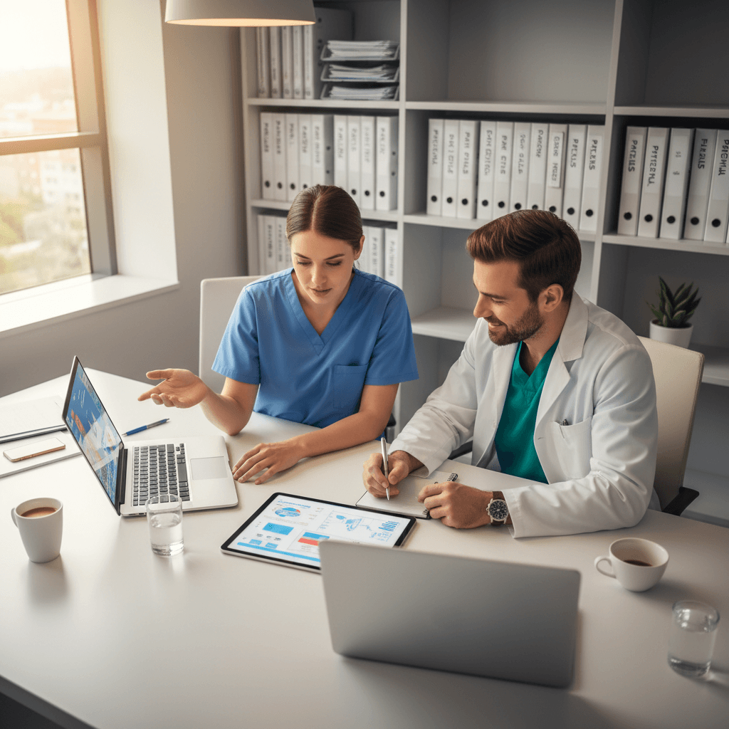 Healthcare providers collaborating on patient care